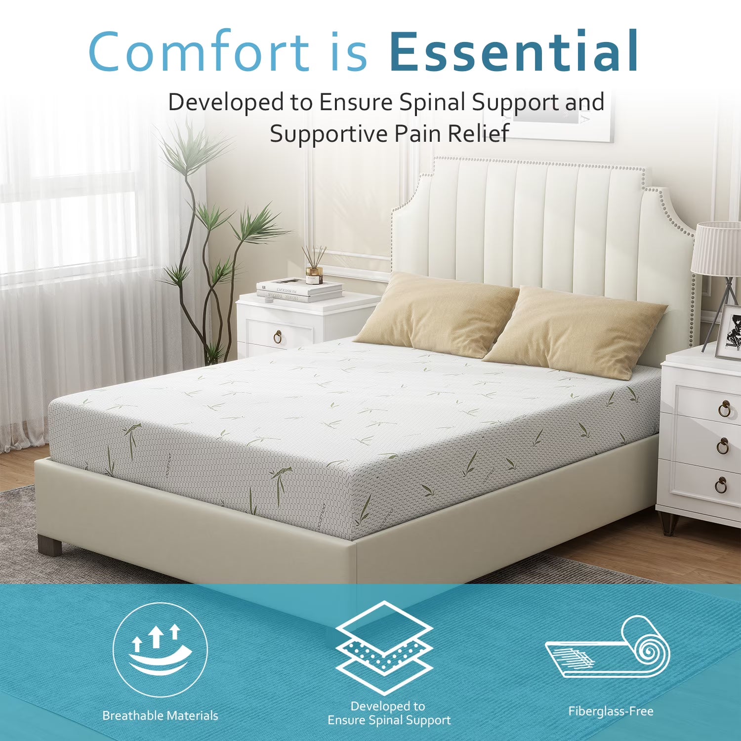 8'' CK Size Memory Foam Mattress with Cover Breathable Bed Mattress in a Box