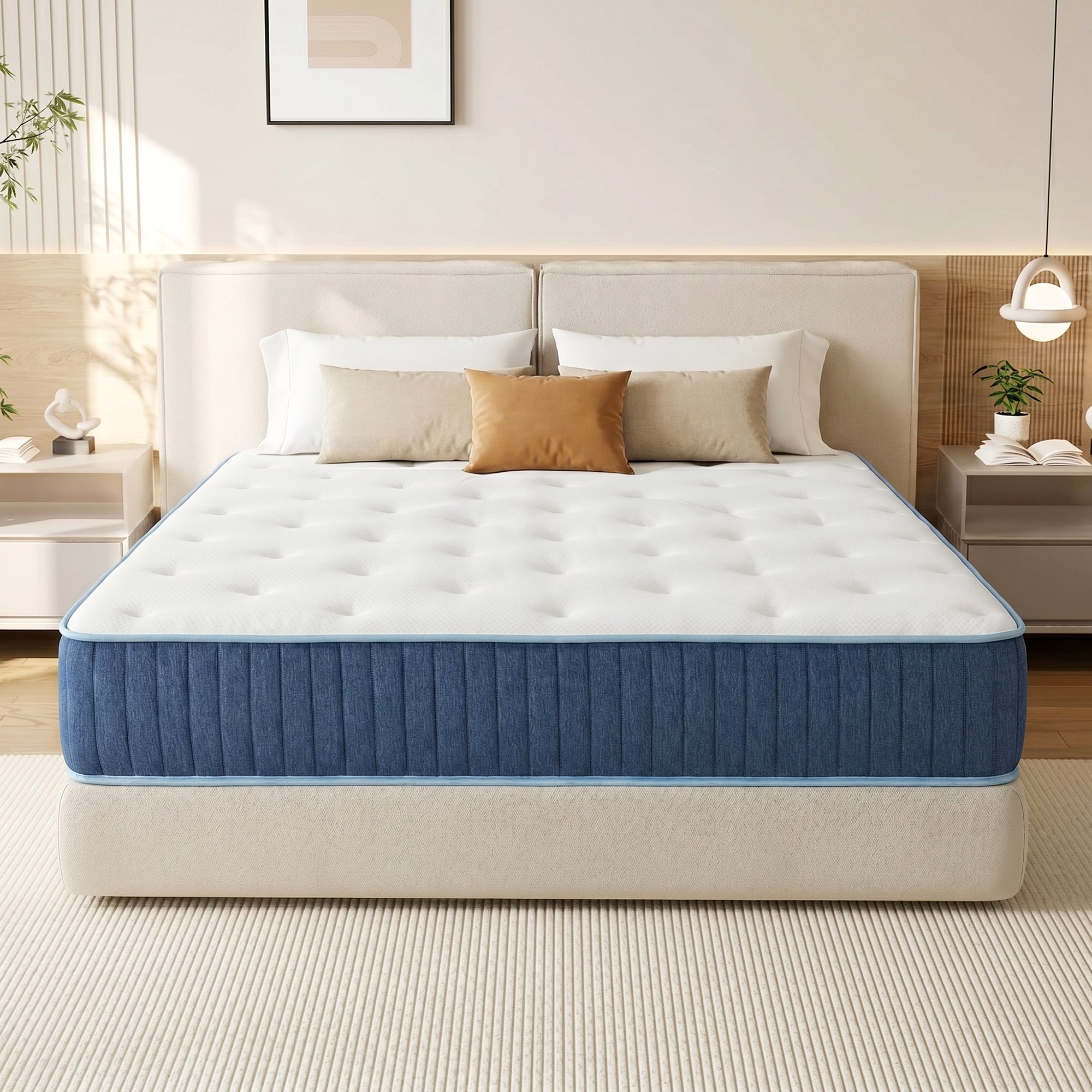 10 inch Twin Size Hybrid Mattress, Hybrid Mattress in a Box, Multi-Fabric Encased Pocket Springs, Medium Firmness