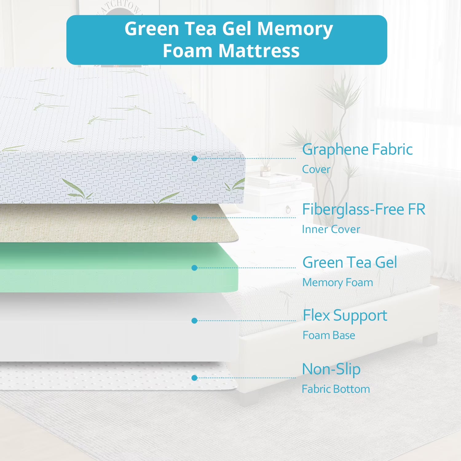 8'' CK Size Memory Foam Mattress with Cover Breathable Bed Mattress in a Box