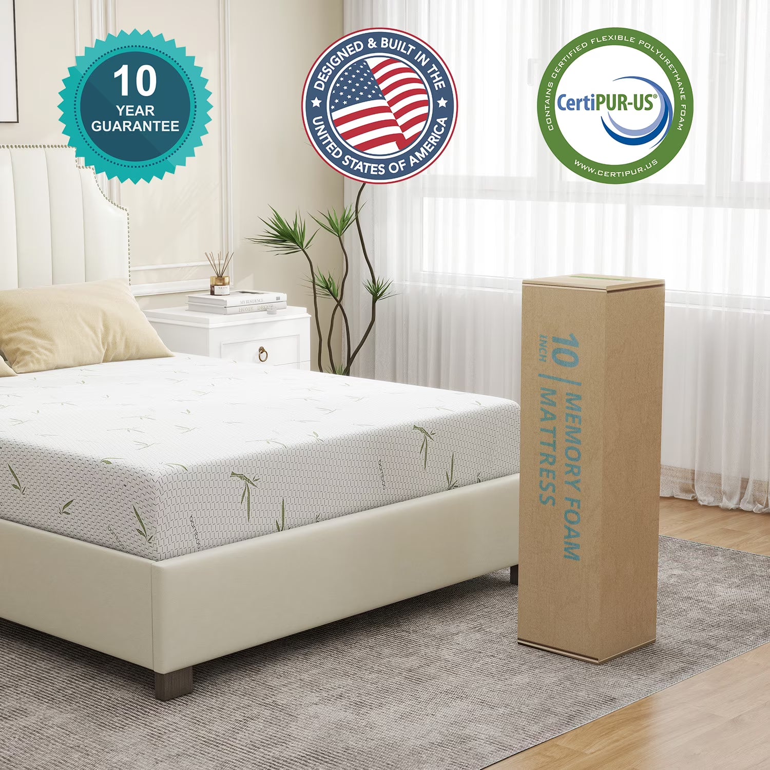 6'' Full Size Memory Foam Mattress with Cover Breathable Bed Mattress in a Box