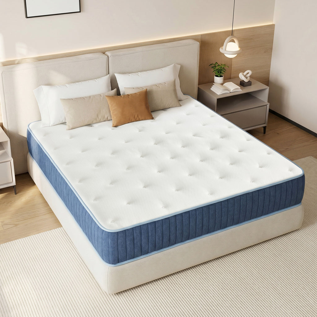 10 inch Twin Size Hybrid Mattress, Hybrid Mattress in a Box, Multi-Fabric Encased Pocket Springs, Medium Firmness