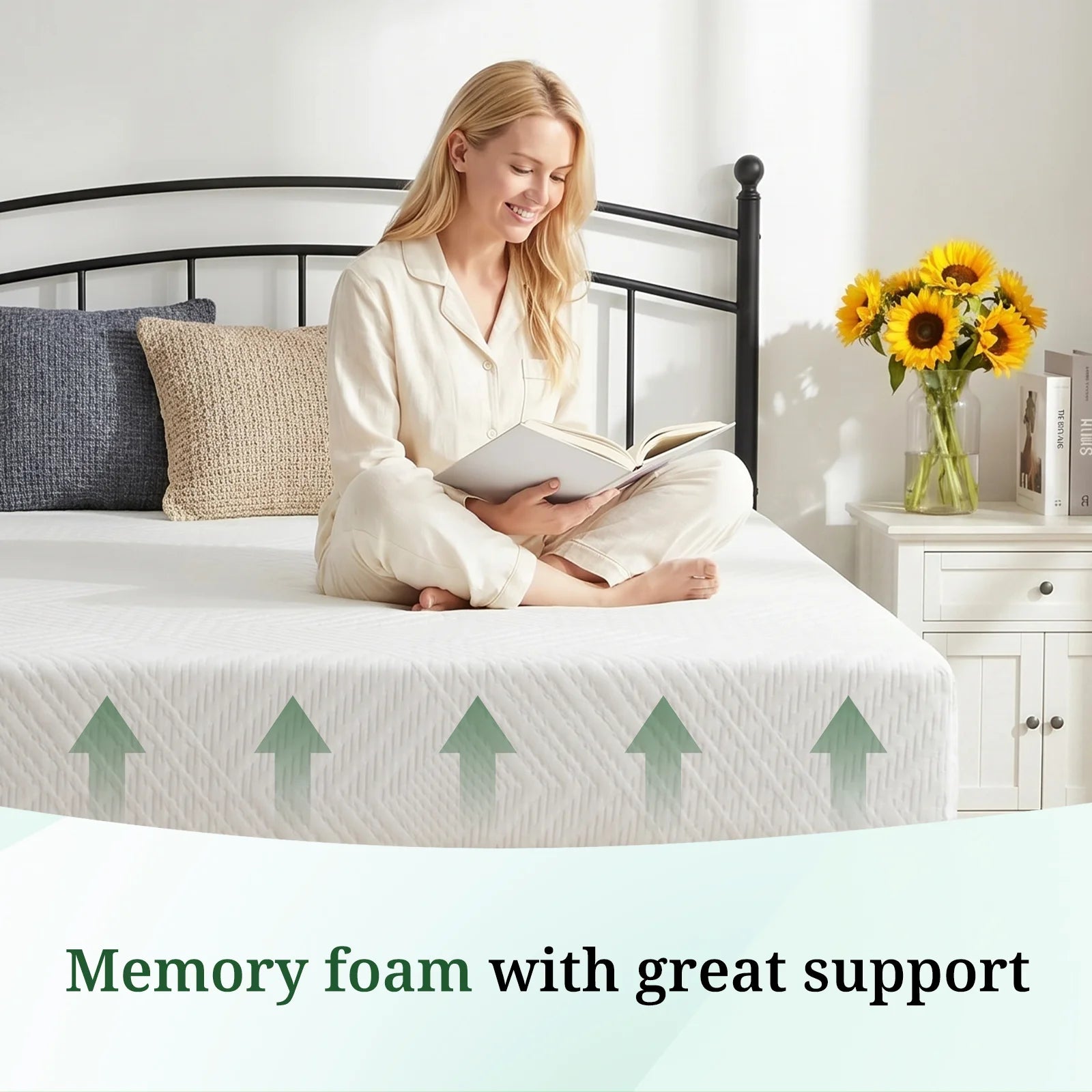 Full Mattress,6 inch Green Tea Gel Memory Foam Mattress in a Box, Medium Cooling Feel, Child