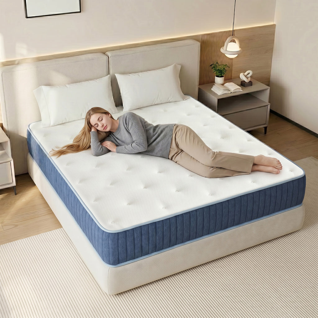 10 inch Twin Size Hybrid Mattress, Hybrid Mattress in a Box, Multi-Fabric Encased Pocket Springs, Medium Firmness